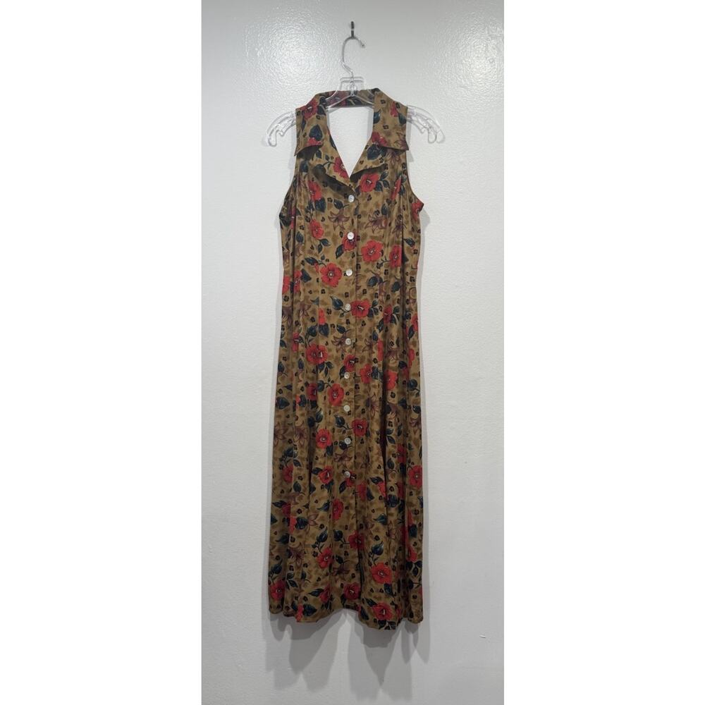 Vintage Coco‎ Bianco Floral Button Front Maxi Dress Sz 8 Retro Tropical 90s Look